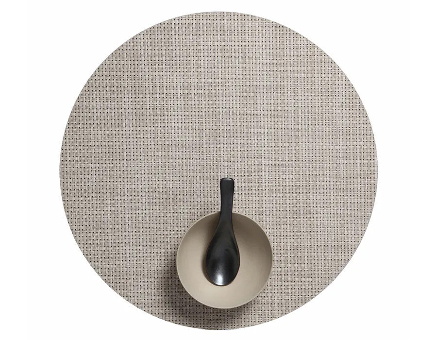SAMPLE Basketweave Round Tablemat 15" Khaki