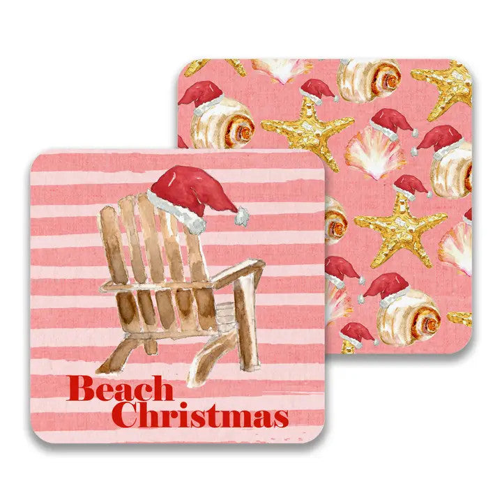 Beach Christmas Paper Drink Coasters