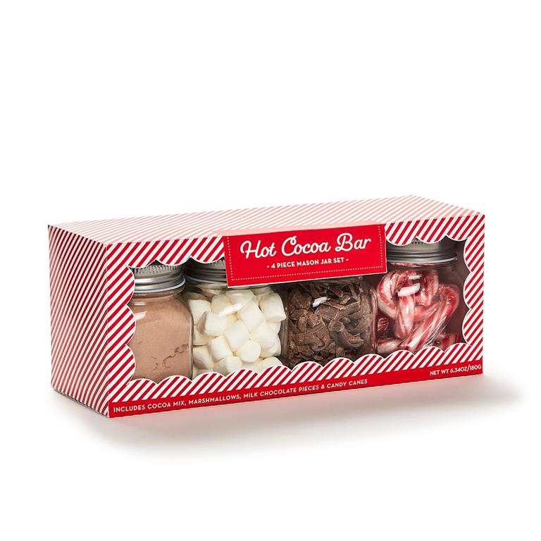 Hot Cocoa Bar 4 Pc Mason Jar Kit in Gift Box