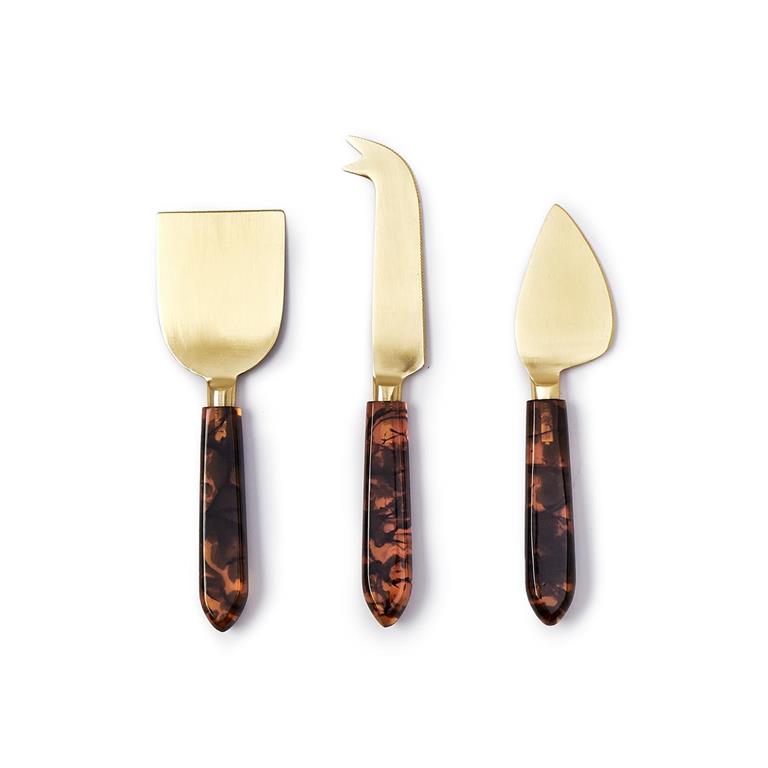 S/3 Tortoise Swirl Cheese Knives in GB