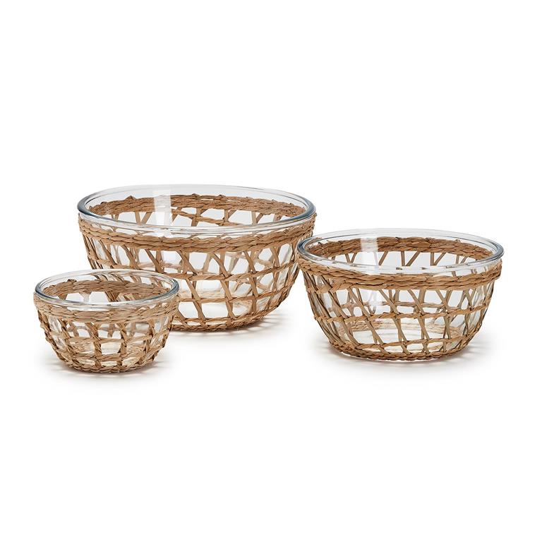 Island Chic Glass Bowl with Hand-Woven Lattice Medium