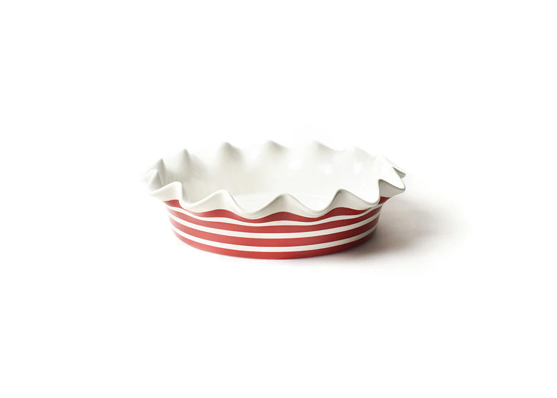 Red Stripe 9 Ruffle Pie Dish