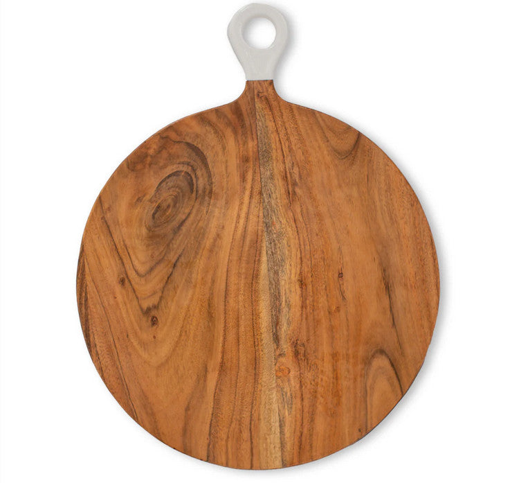 Wood + White Collection Acacia Wood Round Charcuterie Board, Large