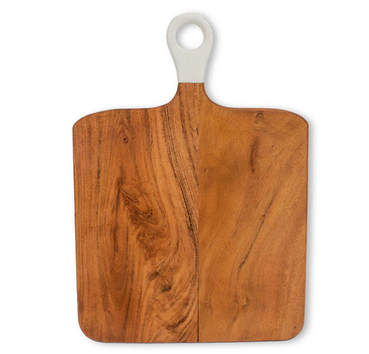 Wood + White Collection Acacia Wood Square Charcuterie Board, Medium