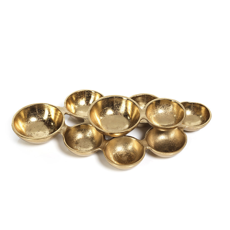 Small Cluster of 9 Serving Bowls- Dark Gold