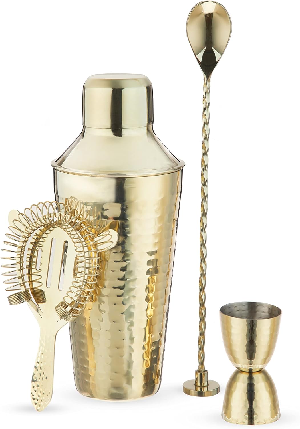 Gold Hammered Barware Set