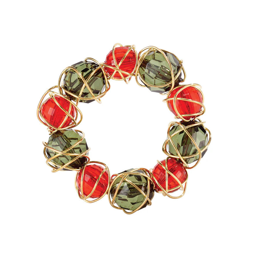 Crystal Bauble Red & Green Napkin Ring
