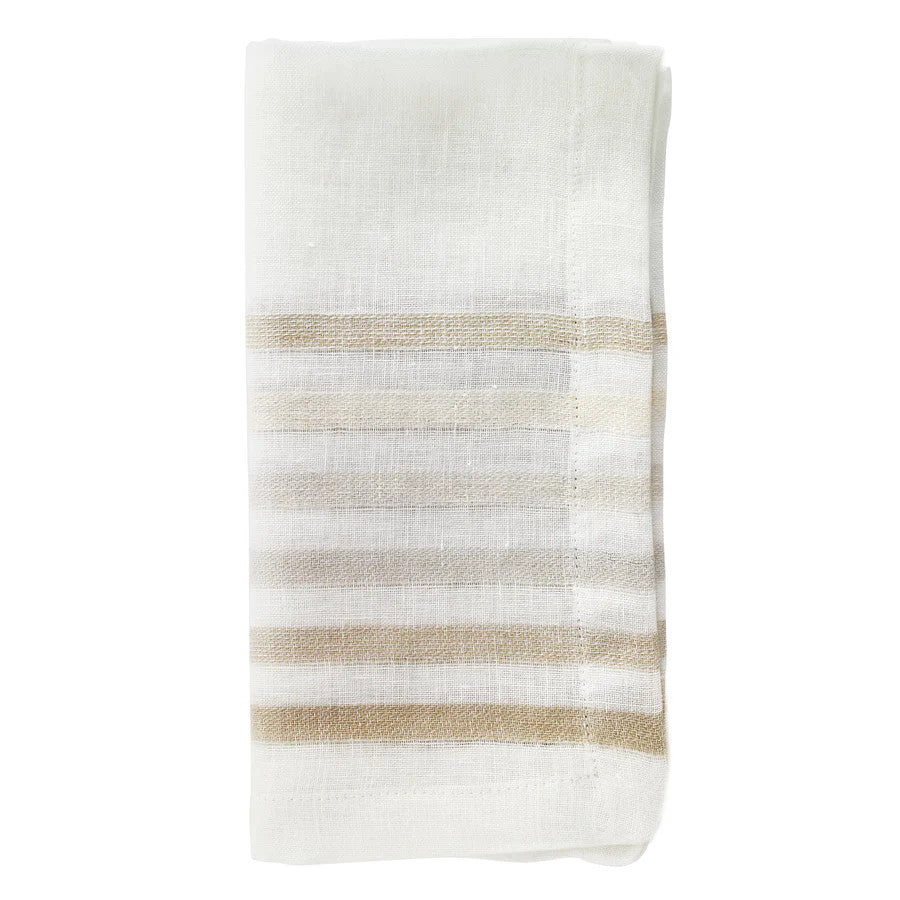 Logan Stripe Linen Beige Napkin