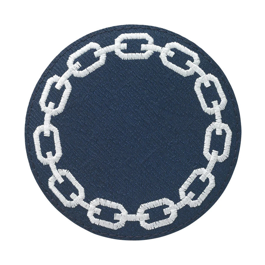 Chains Navy/White Coasters Set/4