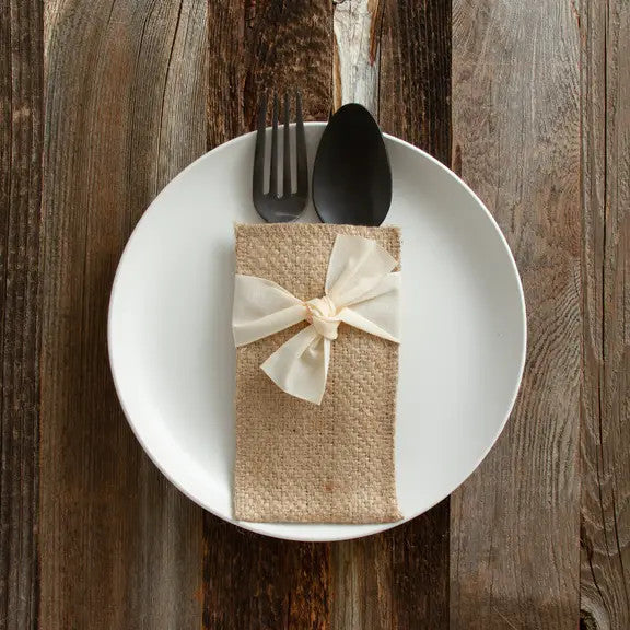 Cream Hand Tied Ribbon Cutlery Couture, Set of 8