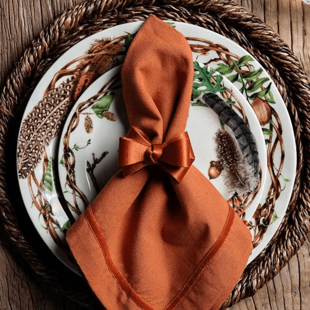 Velvet Trim Pumpkin Napkin
