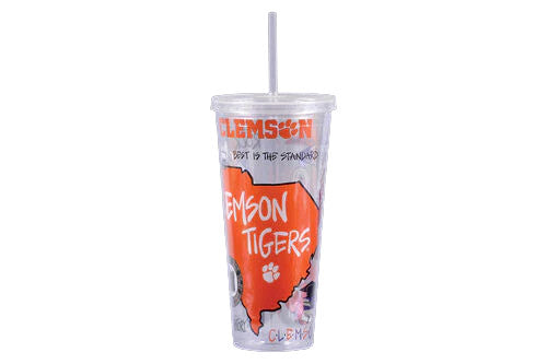 Clemson 22 oz Tumbler with Straw