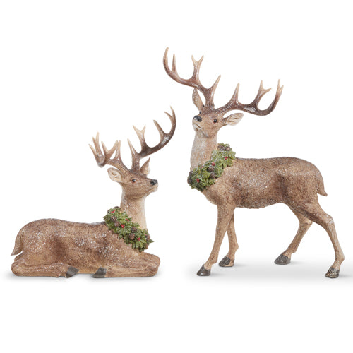 19.5" Deer with Wreath,  Set of 2