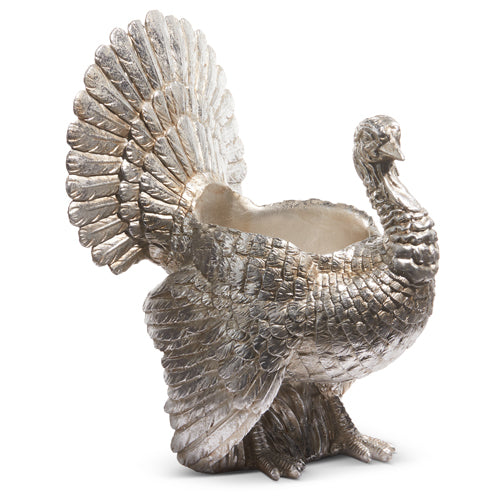 13.75" Silver Turkey Centerpiece