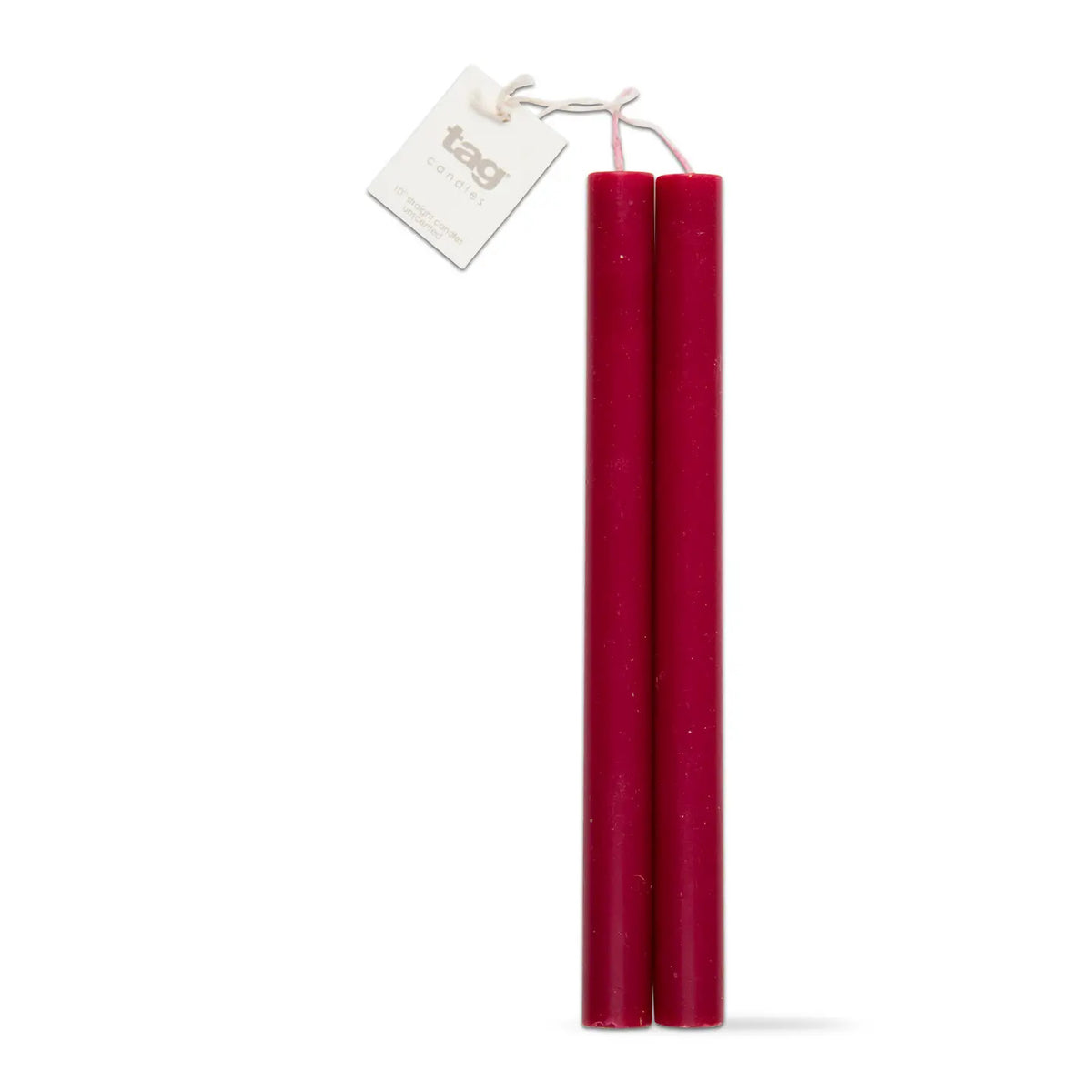10 in Straight Taper Candle Set of 2 - Cranberry, Unscented