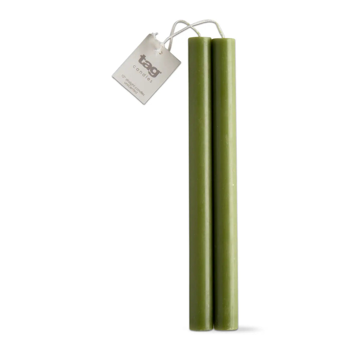 10 in Straight Taper Candle Set of 2 - Olive, Unscented