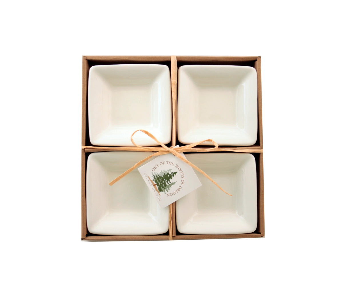 Set of 4 Small Square Bowls  White (3.75")