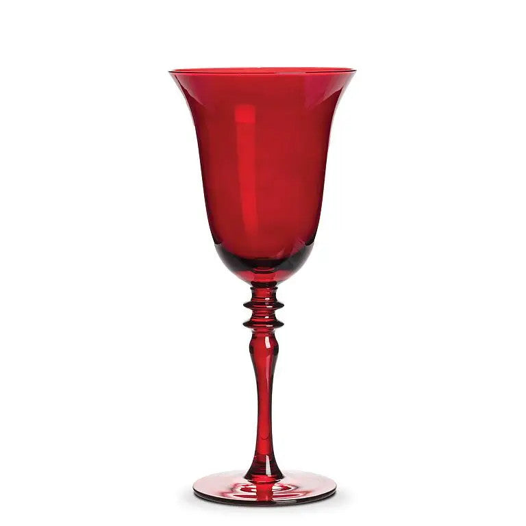 Flared Goblet with Ornate Stem-Red-9"H (12oz)*