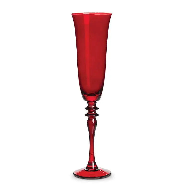 Flared Flute with Ornate Stem-Red-10"H (8oz)*