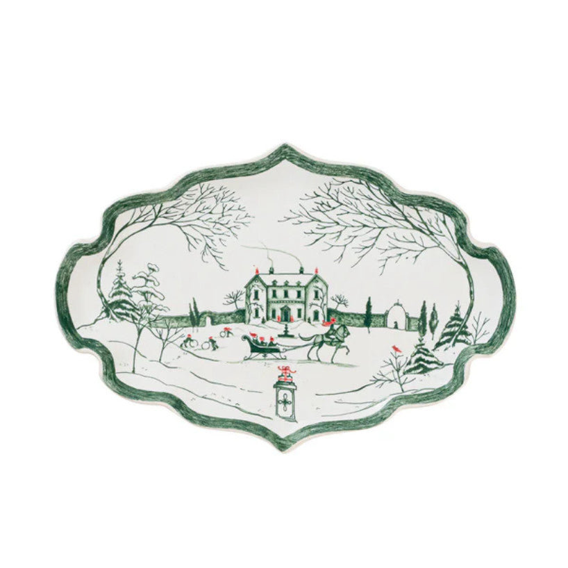 Country Estate Winter Frolic 7" Tray- Evergreen