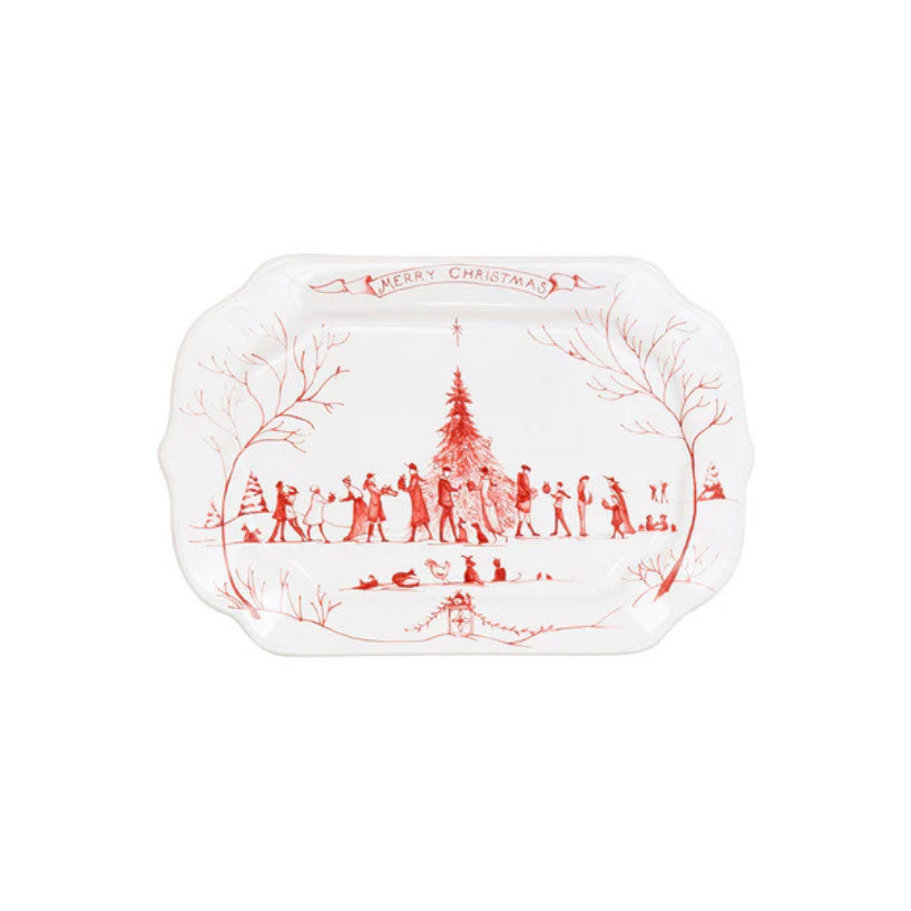 Country Estate Winter Frolic Ruby Gift Tray Merry Christmas