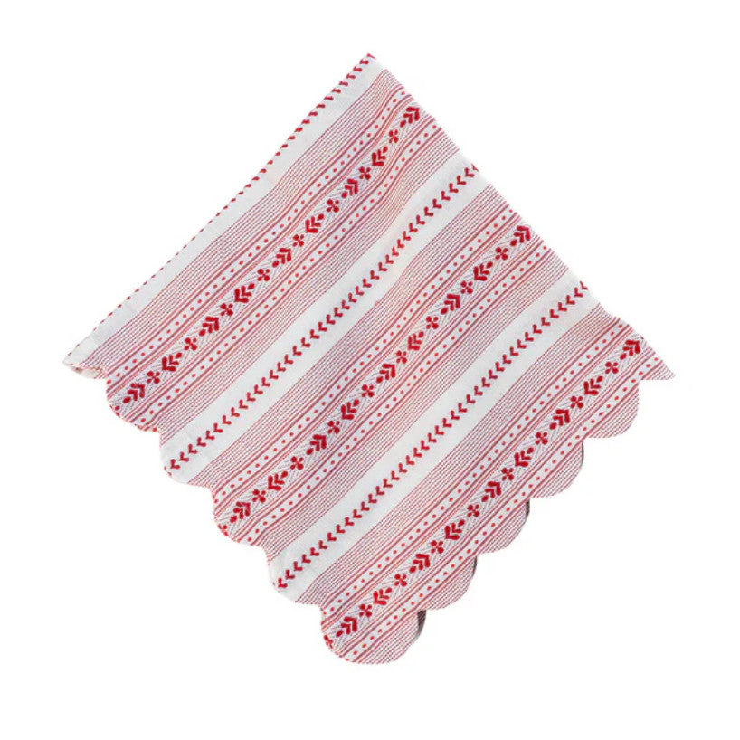 Villa Stripe Napkin - Ruby