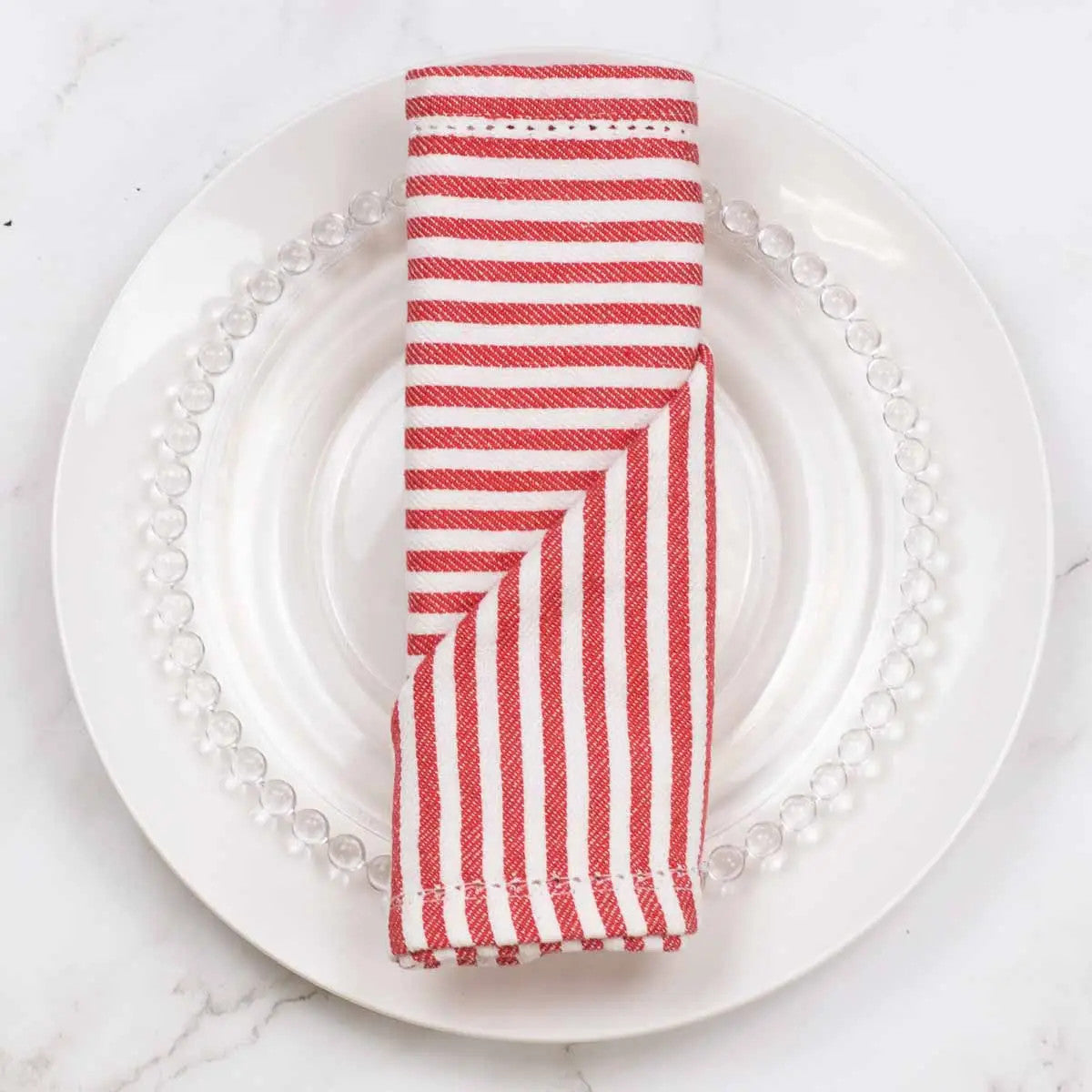 Madison Stripe Napkin Red/White