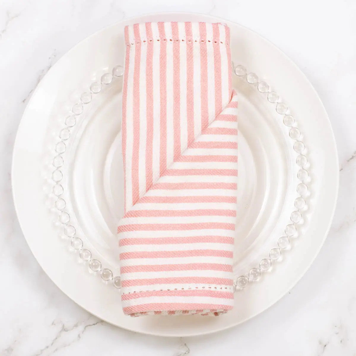 Madison Stripe Napkin Pink/White
