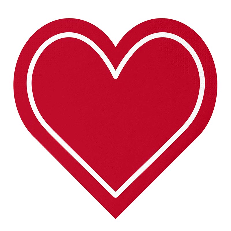 Die-Cut Paper Napkins - Red Heart