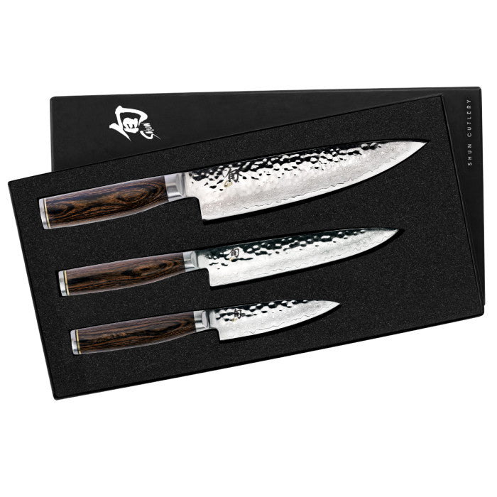 Premier 3 Pc Starter Set: Paring 4", Utility 6.5", Chef's 8" in a boxed set.