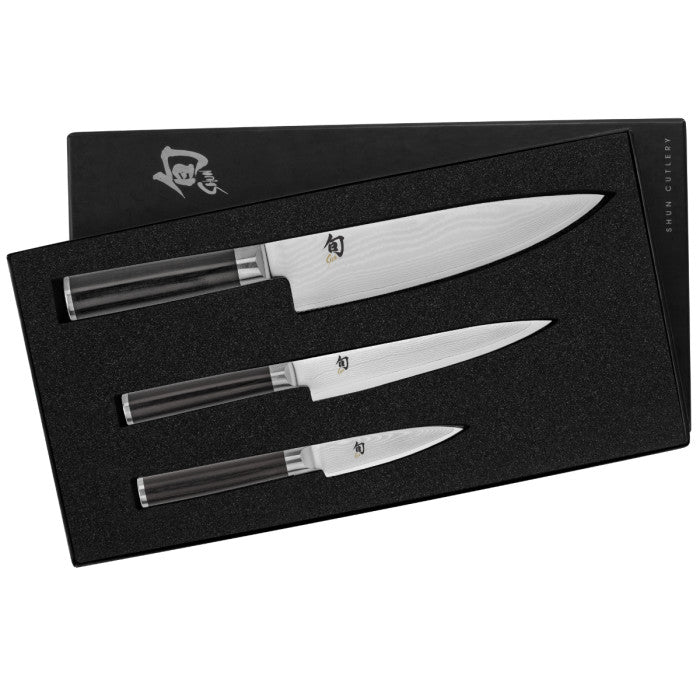 Classic 3 Pc Starter Set: Paring 3.5", Utility 6", Chef's 8", in a boxed set.