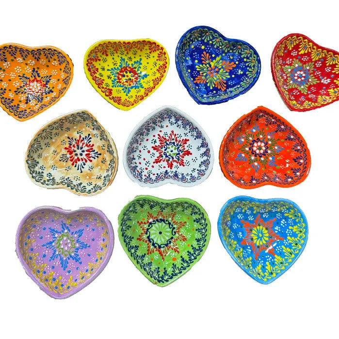 Hand-Painted 3"  Heart Ceramic Dipping Bowls