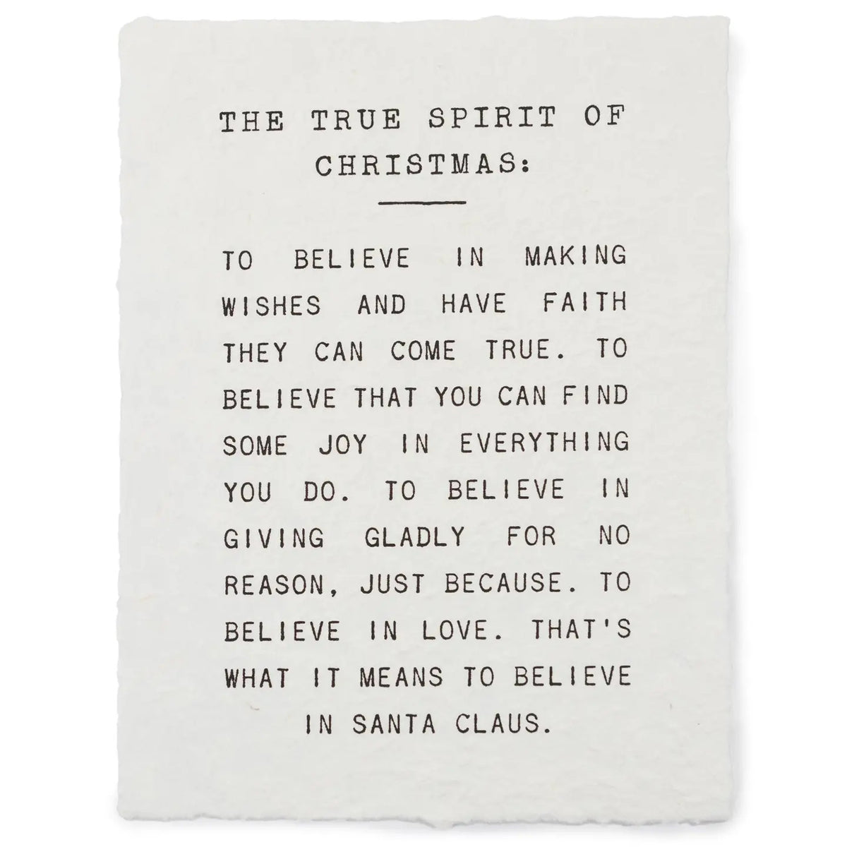 The True Spirit of Christmas Handmade Paper Print 12" X 16