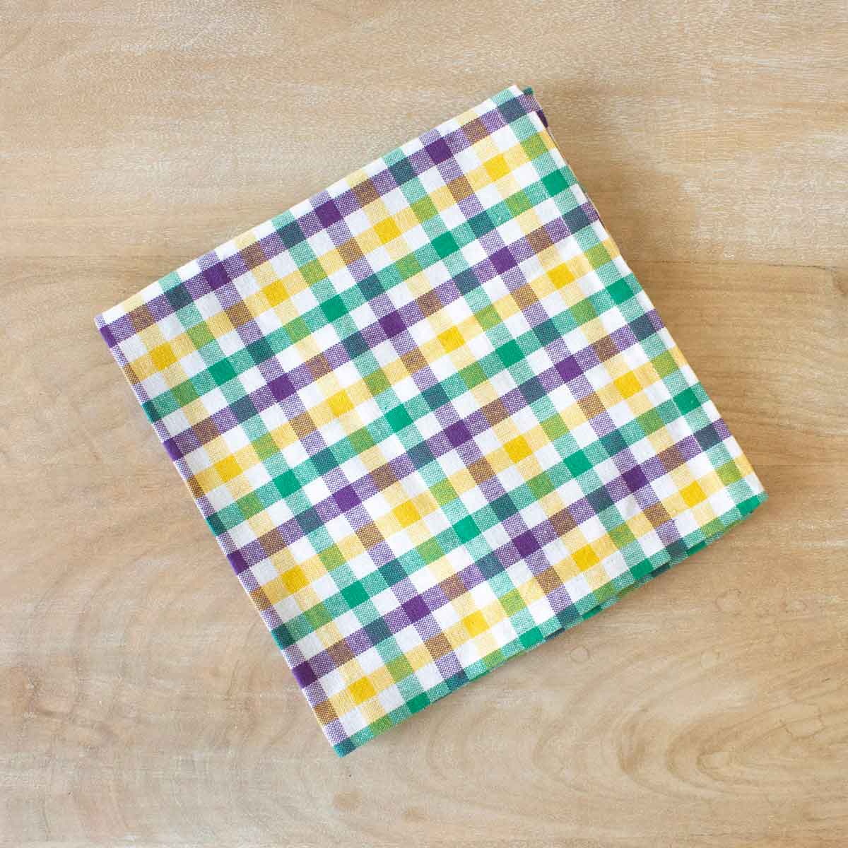 Mardi Gras Gingham Napkin Purple/Green/Yellow 18x18