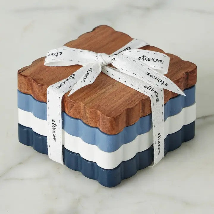 Nautical Scalloped Coasters, Set of 4