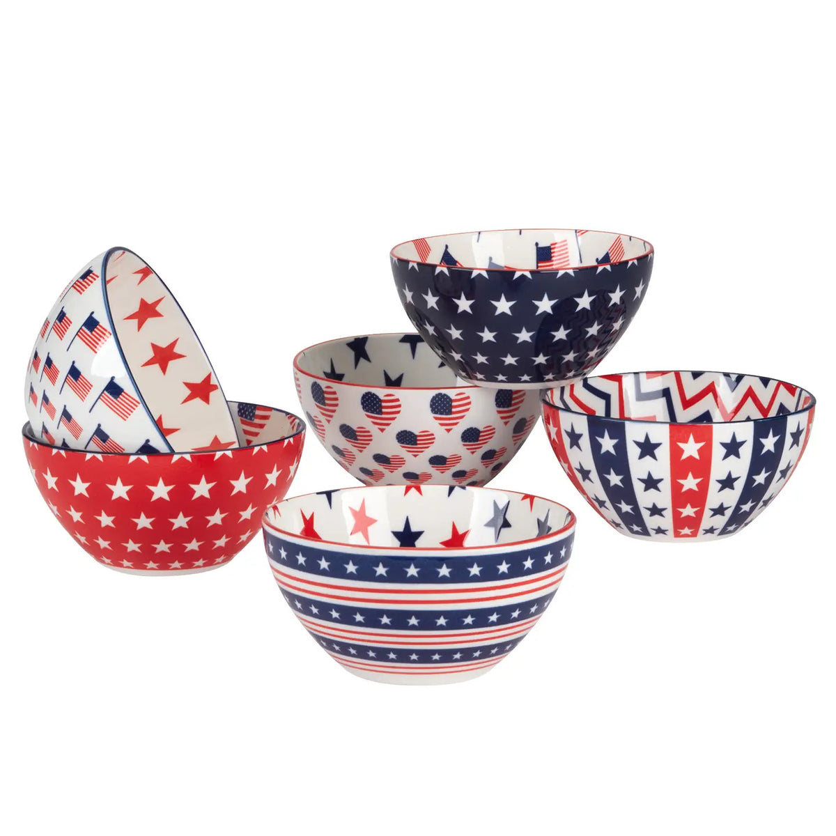Patriotic Pad Print 5in Bowls Asst.