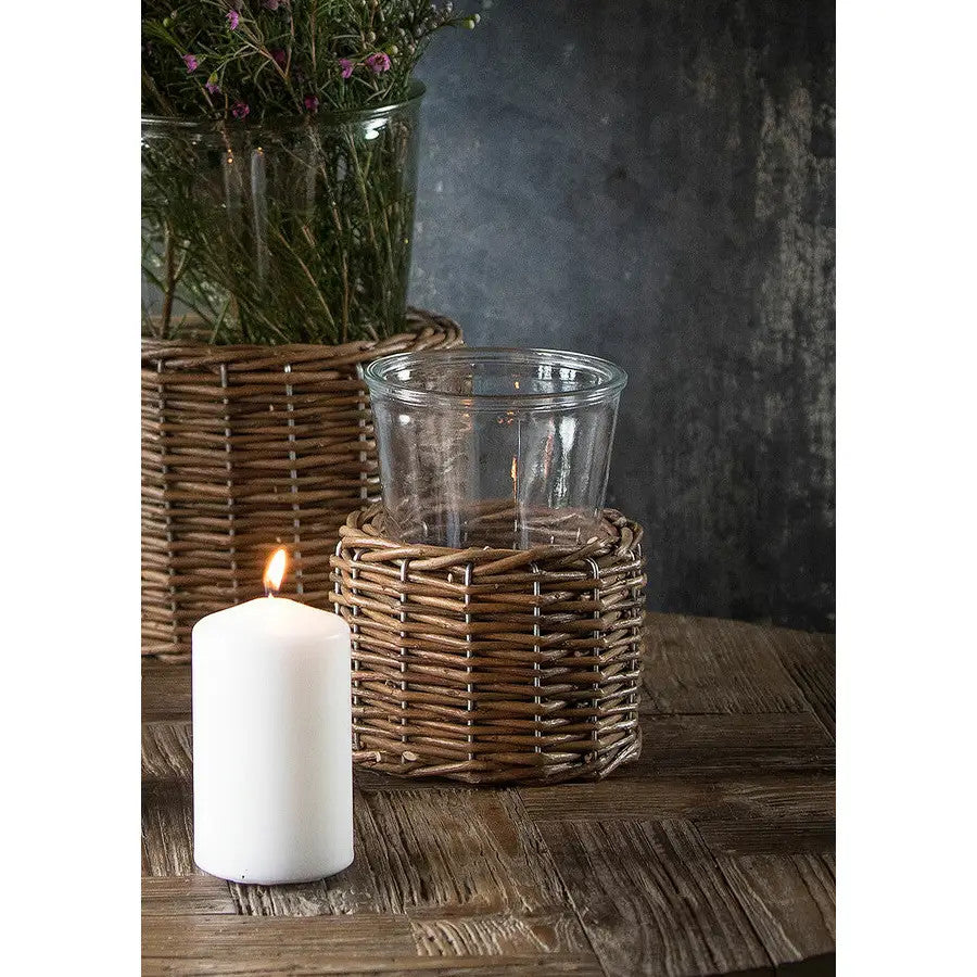 Glass Vase with Wicker Base - Small