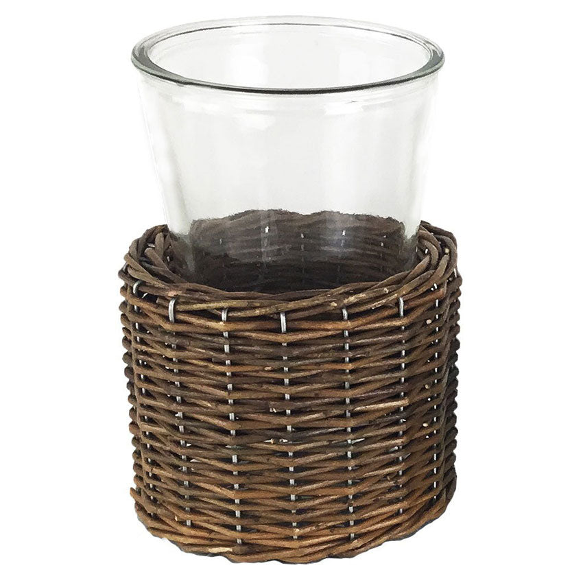 Glass Vase with Wicker Base - Large