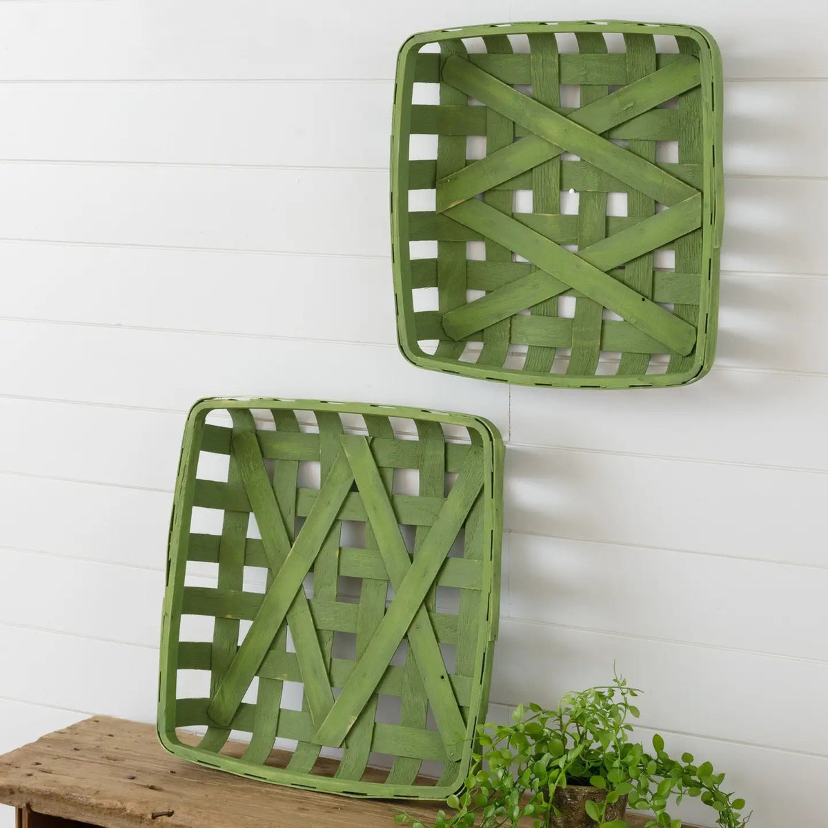 Tobacco Basket - Green (Set of 2)