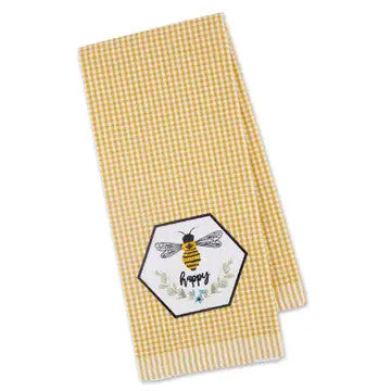Bee Happy Embellished Dishtowel