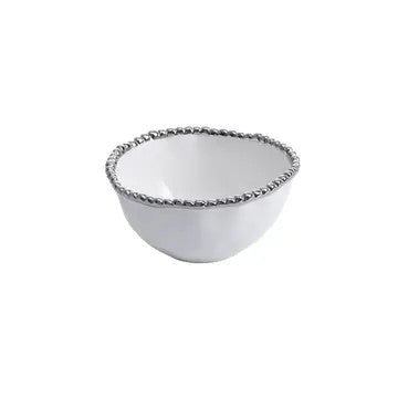 Small Bowl Beaded White