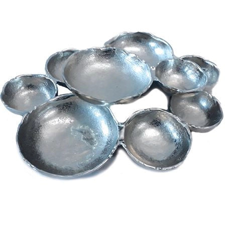 Silver Textured 9-Bowl Cluster Platter