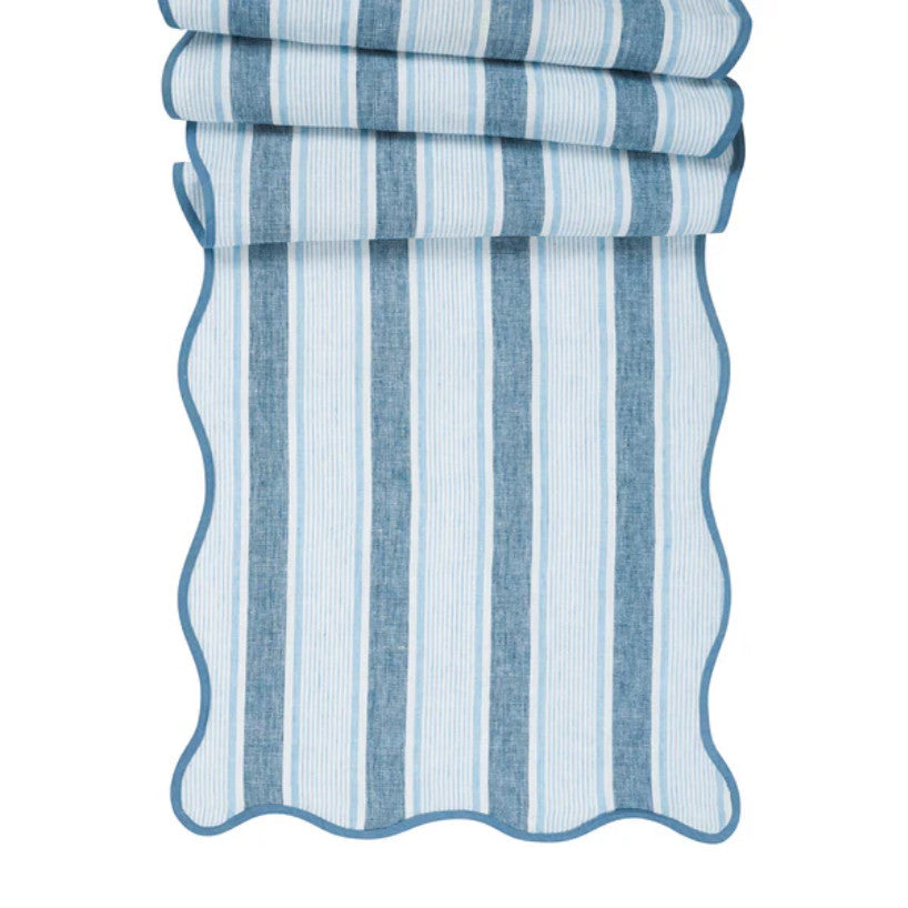 Cabana Stripe 18" x 90" Table Runner - Ocean