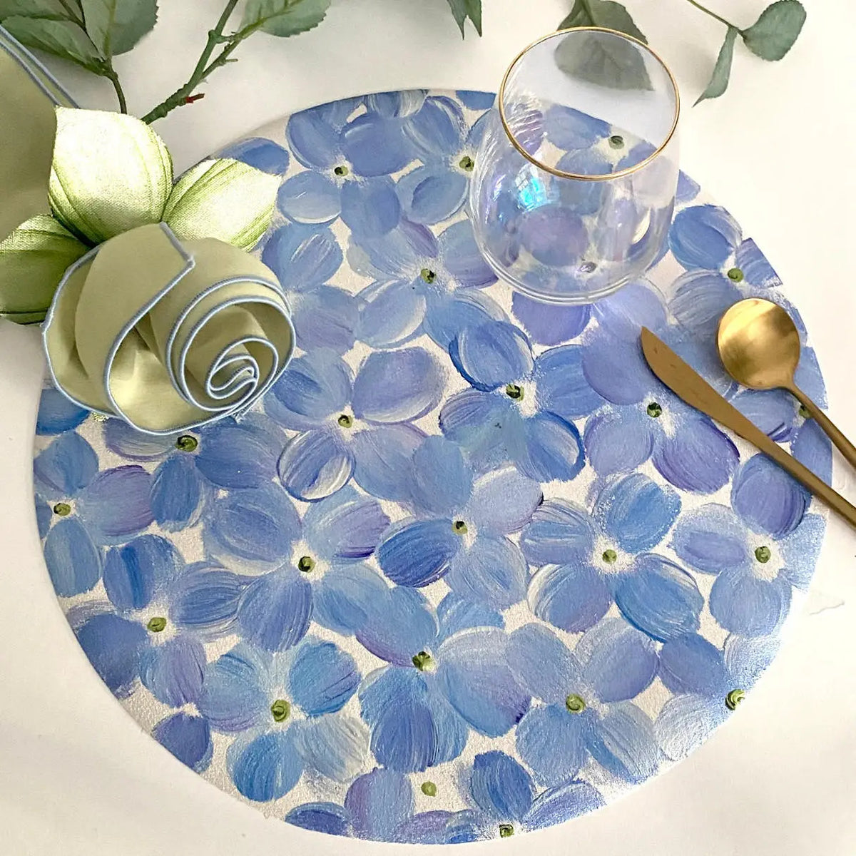Blue Petals Round Placemat