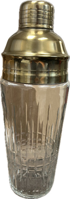 Large Retro Cut Glass Martini Shaker