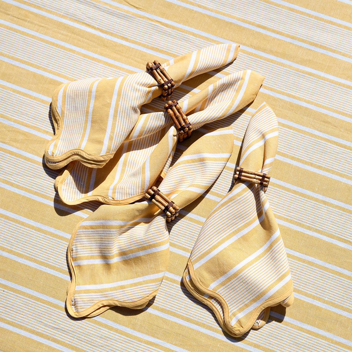 Cabana Stripe 60" x 120" Tablecloth -Sunshine