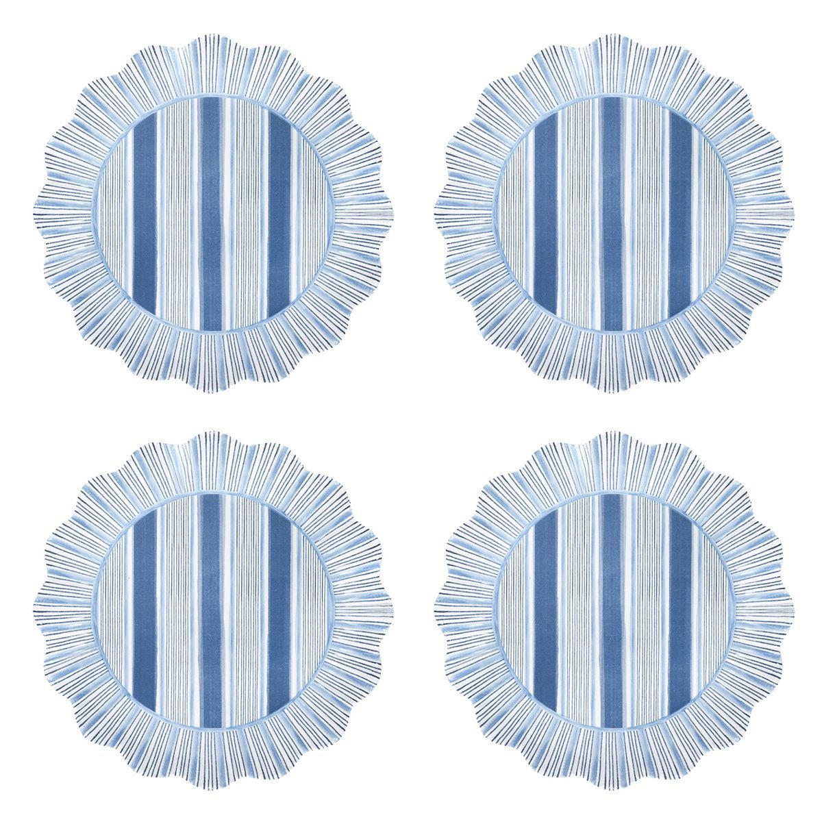 Cabana Stripe Melamine Dinner Plate Set/4 - Ocean