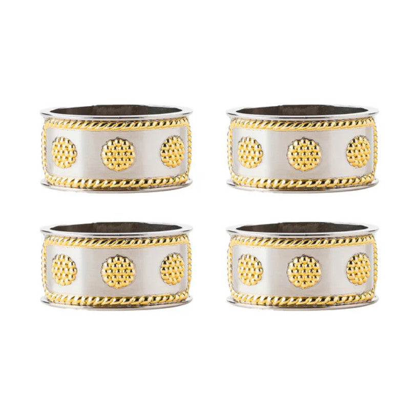 Berry & Thread Napkin Ring Set/4 - Silver/Gold