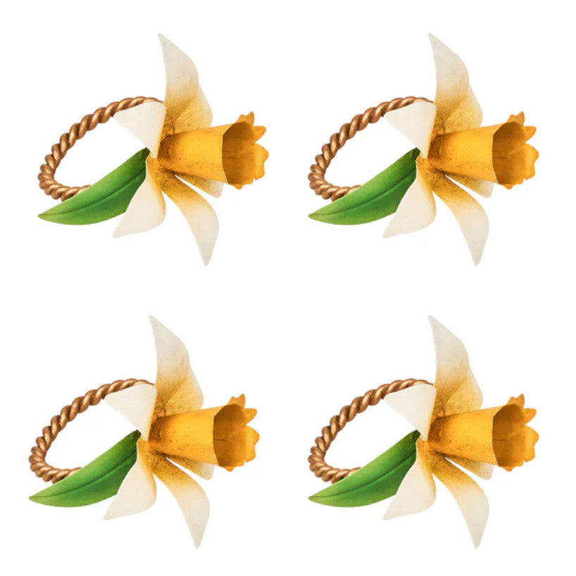 Meadow Walk Daffodil Napkin Ring, Set/4 - Yellow