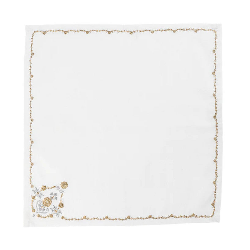 Heidi Embroidered Napkin - Gold/Silver